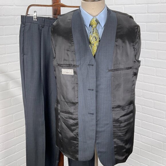 Pierre Cardin‎ Suit Men 42R 34Wx29L Gray Blue Stripe Wool South Africa Classic - Picture 5 of 16